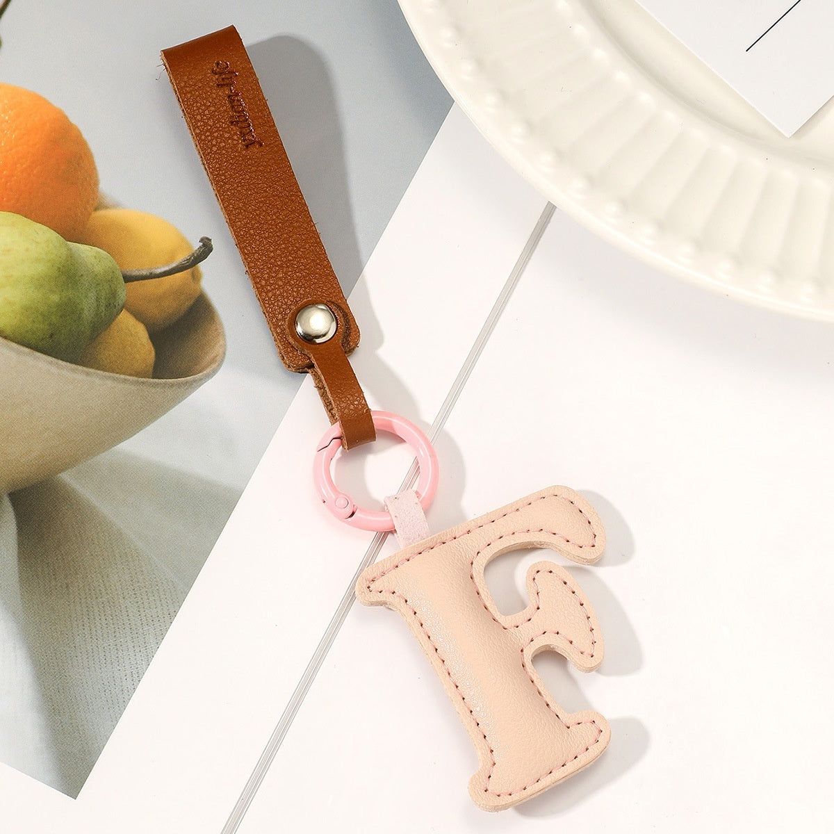 Fashion All-Match 26 Full Letter Leather Key Chain Pendant