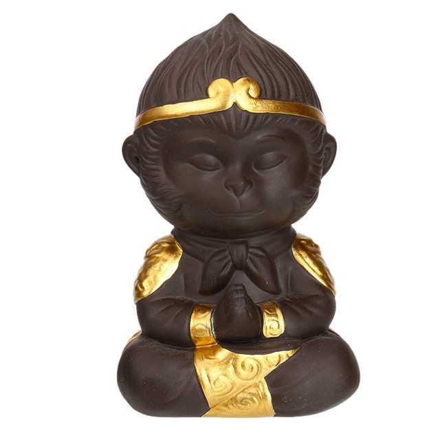 Juego de té de kung fu de arcilla morada china, mascota de té, rey mono para el hogar, bandeja de té decorativa, bandeja de té, estatuas de Sun Wukong, esculturas 