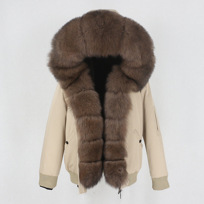 New Parka Thick Raccoon Fur Liner Detachable Jacket