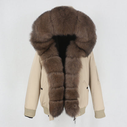 New Parka Thick Raccoon Fur Liner Detachable Jacket