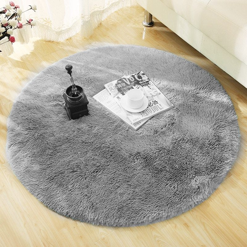 Fluffy Round Rug Carpets For Living Room Decor Faux Fur Carpet Kids Room Long Plush Rugs For Bedroom Shaggy Area Rug Modern Mat