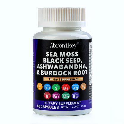 Abronikey Sea Moss 120 Capsules Immune Support & Digestive Health Natural Sea Moss Supplement Rich In Minerals & Vitamins