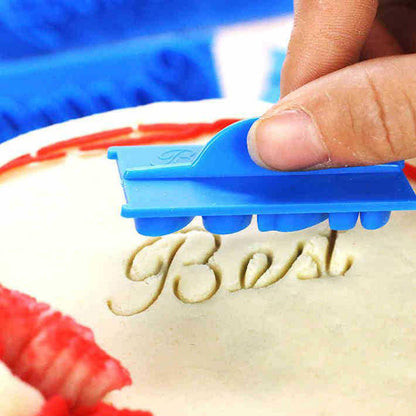 Tarta de cumpleaños escrita a mano con sello de escritura, letras e impresión para hornear 