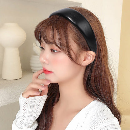 Pure Color PU Leather Headband