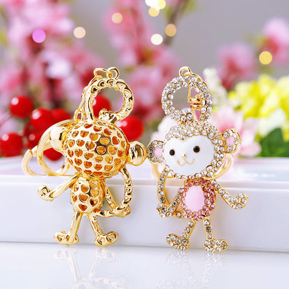 Diamond Couple Monkey Car Key Ring