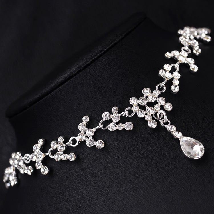 Korean Female Wedding Diamond Necklace Earrings Set Drop Bride Jewelry Wholesale Supply Of Foreign Hot Money