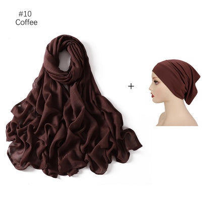 Large Size Scarf Bottoming Hood Same Color Wide Edge Smoke Pipe Cap Combination Set