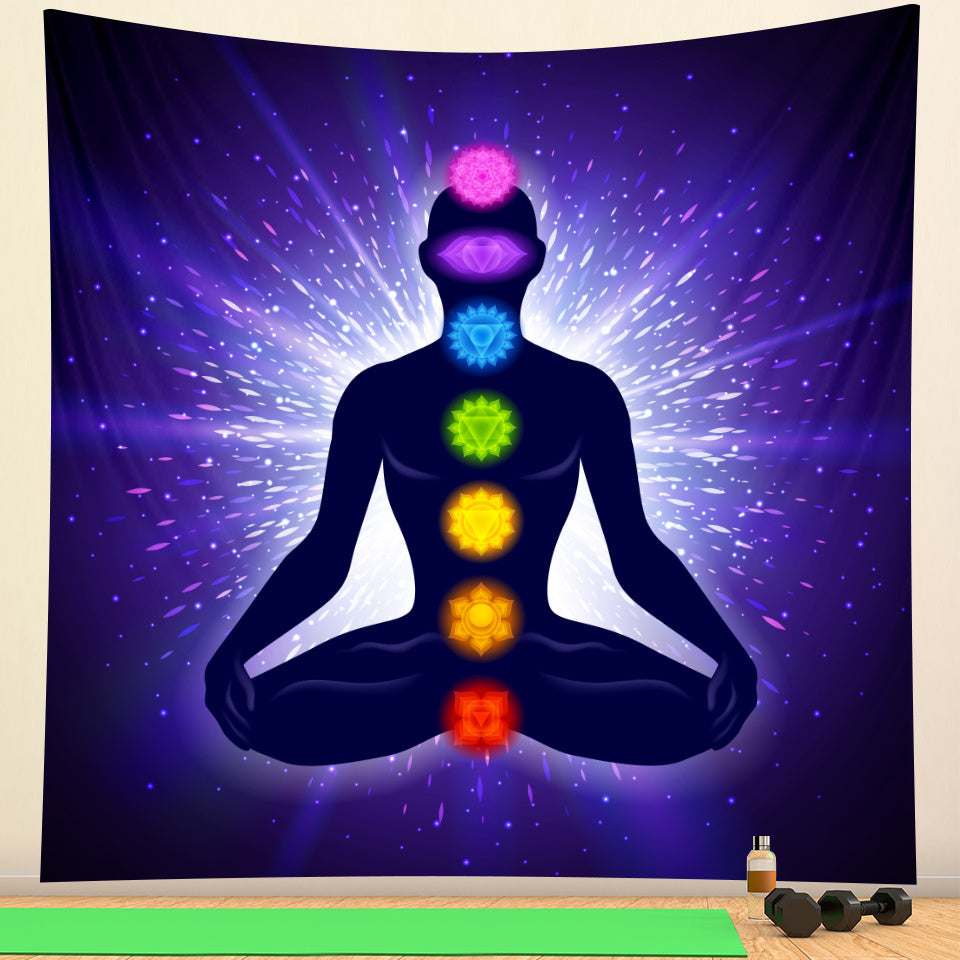 Tapiz de pared con impresión digital de fondo nórdico, tapiz de meditación de yoga, tapiz de decoración del hogar