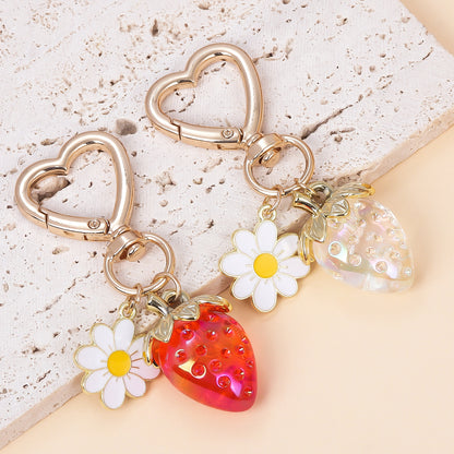 Strawberry Heart-shaped Keychain Accessory Pendant