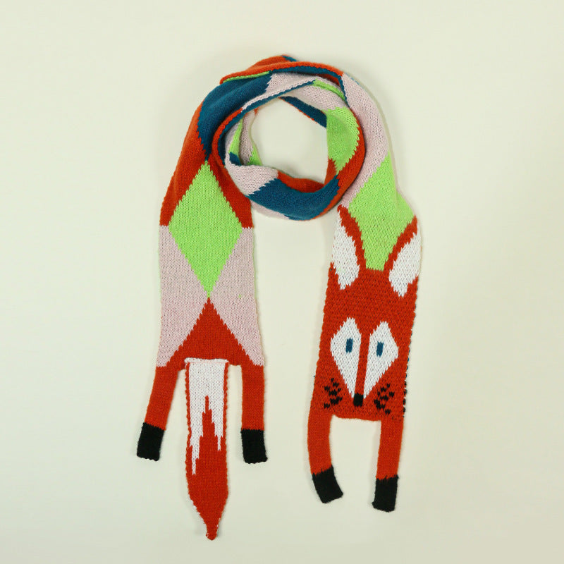 Cute Fox Plush Scarf Cartoon Thermal Scarf