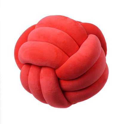 Knotted Plush Ball Design Round Throw Pillow