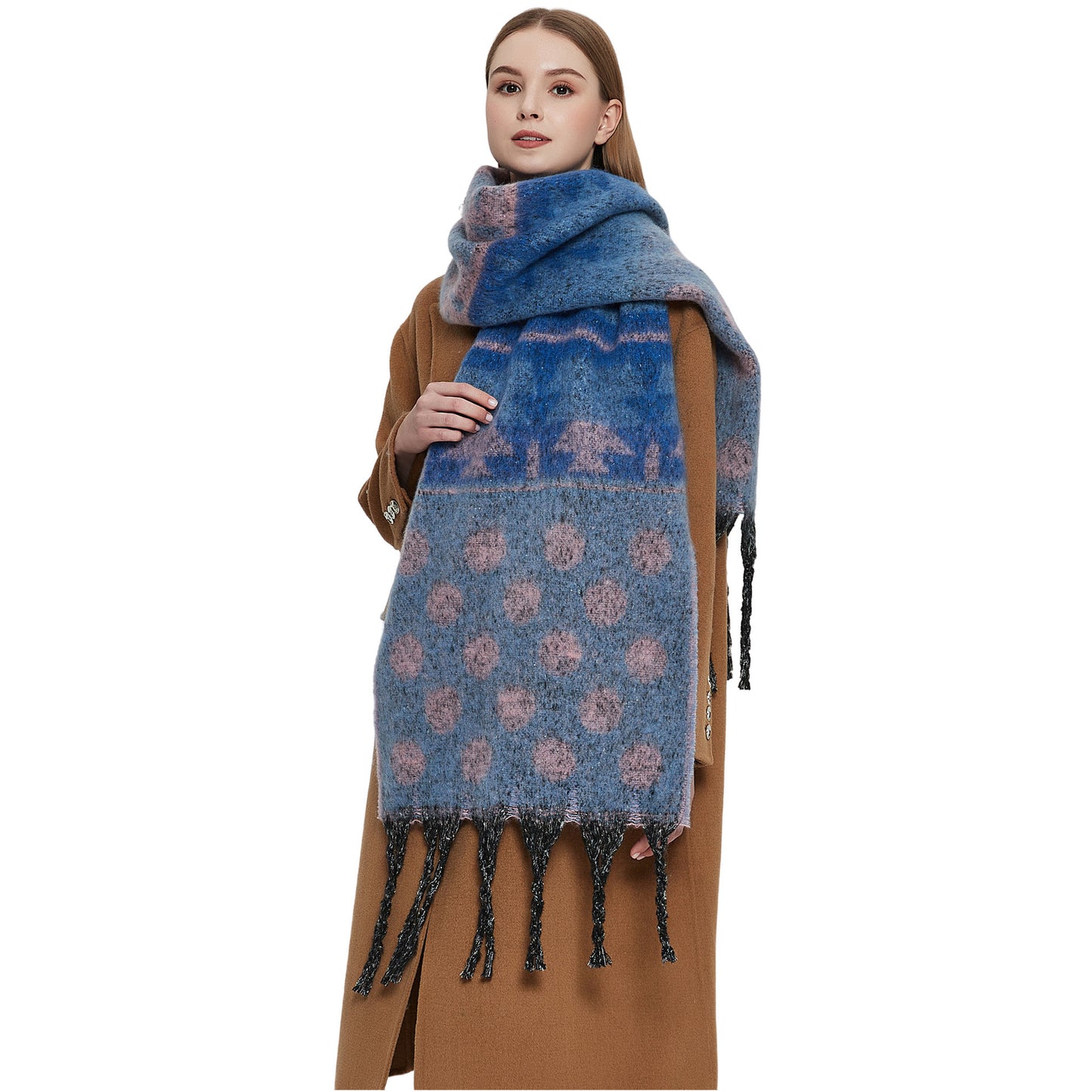 Shawl Thickened Scarf Tassel Jacquard Dot Scarf