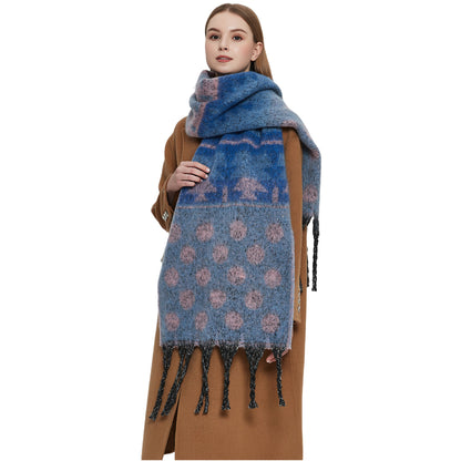 Shawl Thickened Scarf Tassel Jacquard Dot Scarf