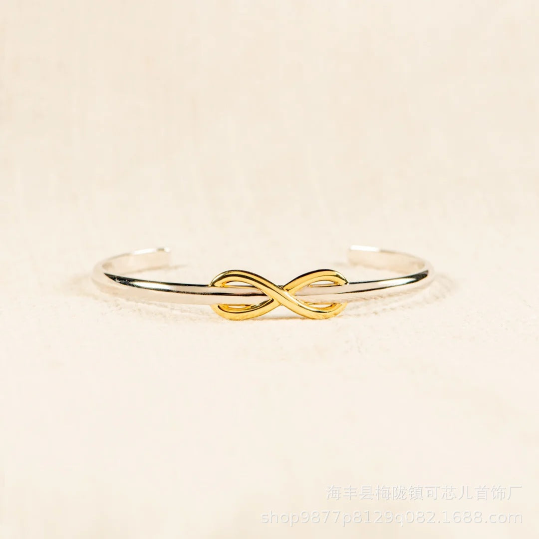 Double Color Gold Silver Bowknot Lucky 8 Bracelet