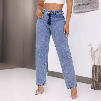 Women's Retro Fashion High Waist Denim Straight