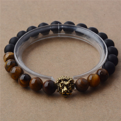 Pulsera de yoga con cuentas de cabeza de león