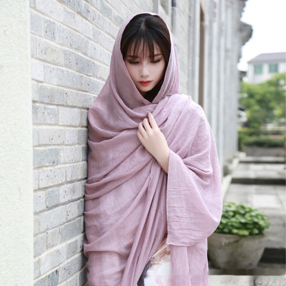 Solid Color Cotton And Linen Thin Scarf