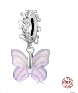 Glass Butterfly Accessories S925 Sterling Silver Pendant