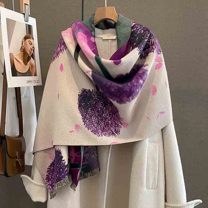 Printed Artificial Cashmere Scarf Women's Thick Windproof Shawl