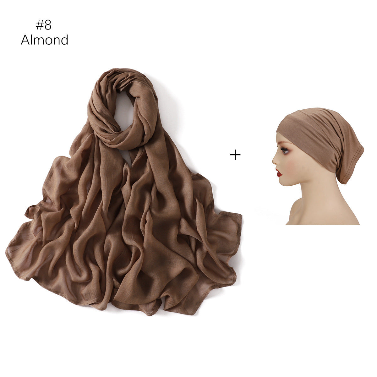 Large Size Scarf Bottoming Hood Same Color Wide Edge Smoke Pipe Cap Combination Set