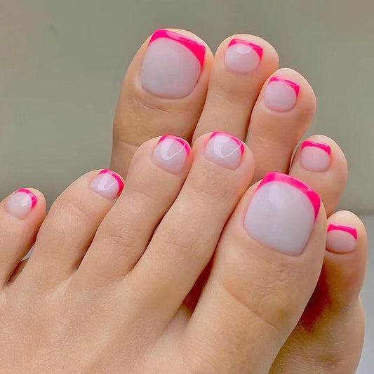 Uñas postizas extraíbles con diseño de rosas rojas francesas sencillas