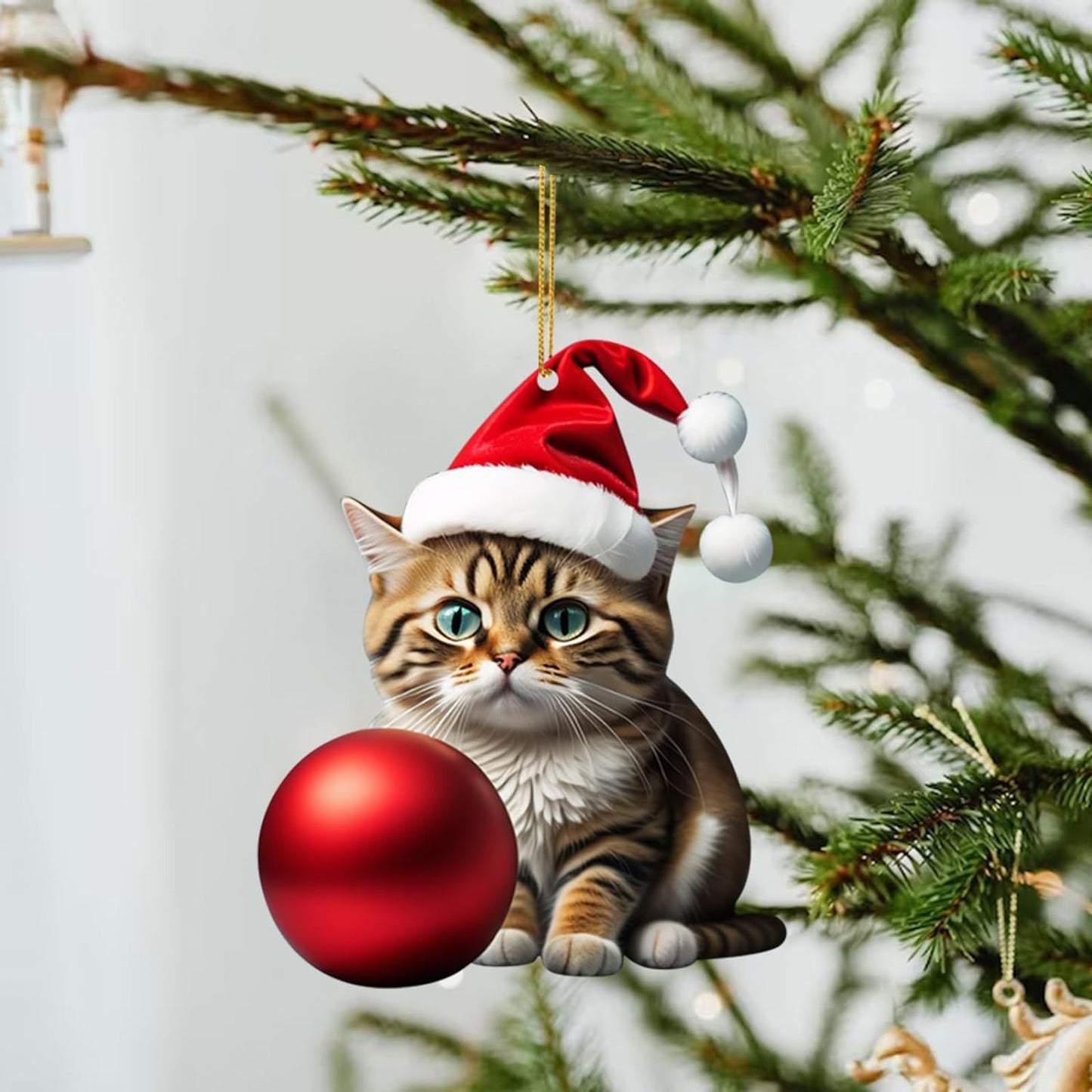 Colgante de coche con forma de gato creativo navideño