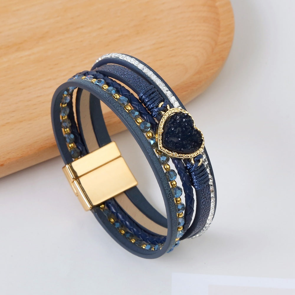 High-grade Leather Hand-woven Heart Bracelet