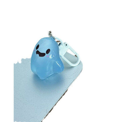 Llavero luminoso de dibujos animados con forma de fantasma de gelatina de Halloween