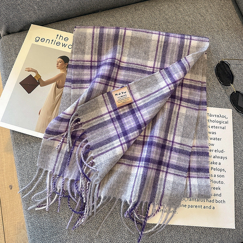 Pure Wool Plaid Scarf British Classic