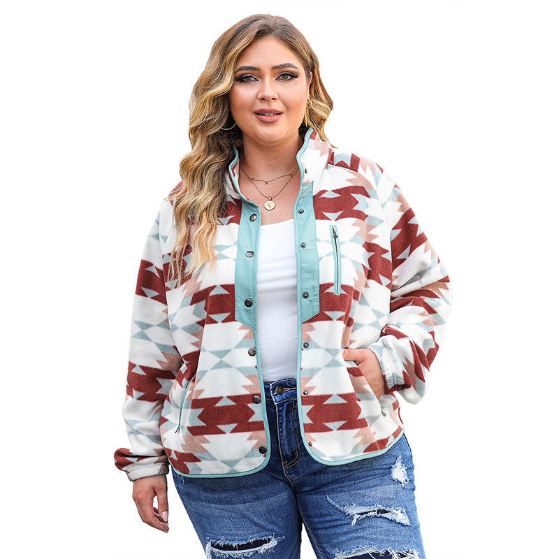 Women's Casual Loose Geometric Printed Jacket