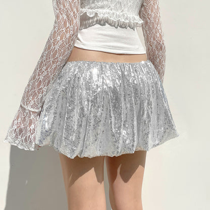 Fashion Street Hot Girl Sequined Bubble Skirt