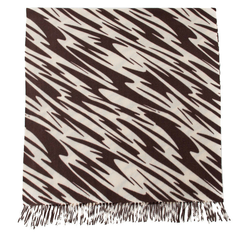 Artificial Cashmere Scarf Fashion Deep Coffee Animal Pattern Thickening