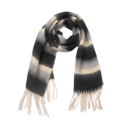 Men's And Women's Yarn Thick Tassel Striped Scarf