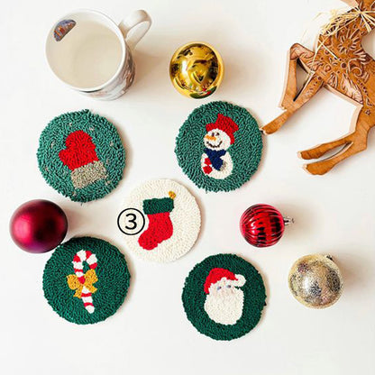 Christmas Poke Embroidery Coaster Material Package Handmade Heat Proof Mat Cloth Stamp