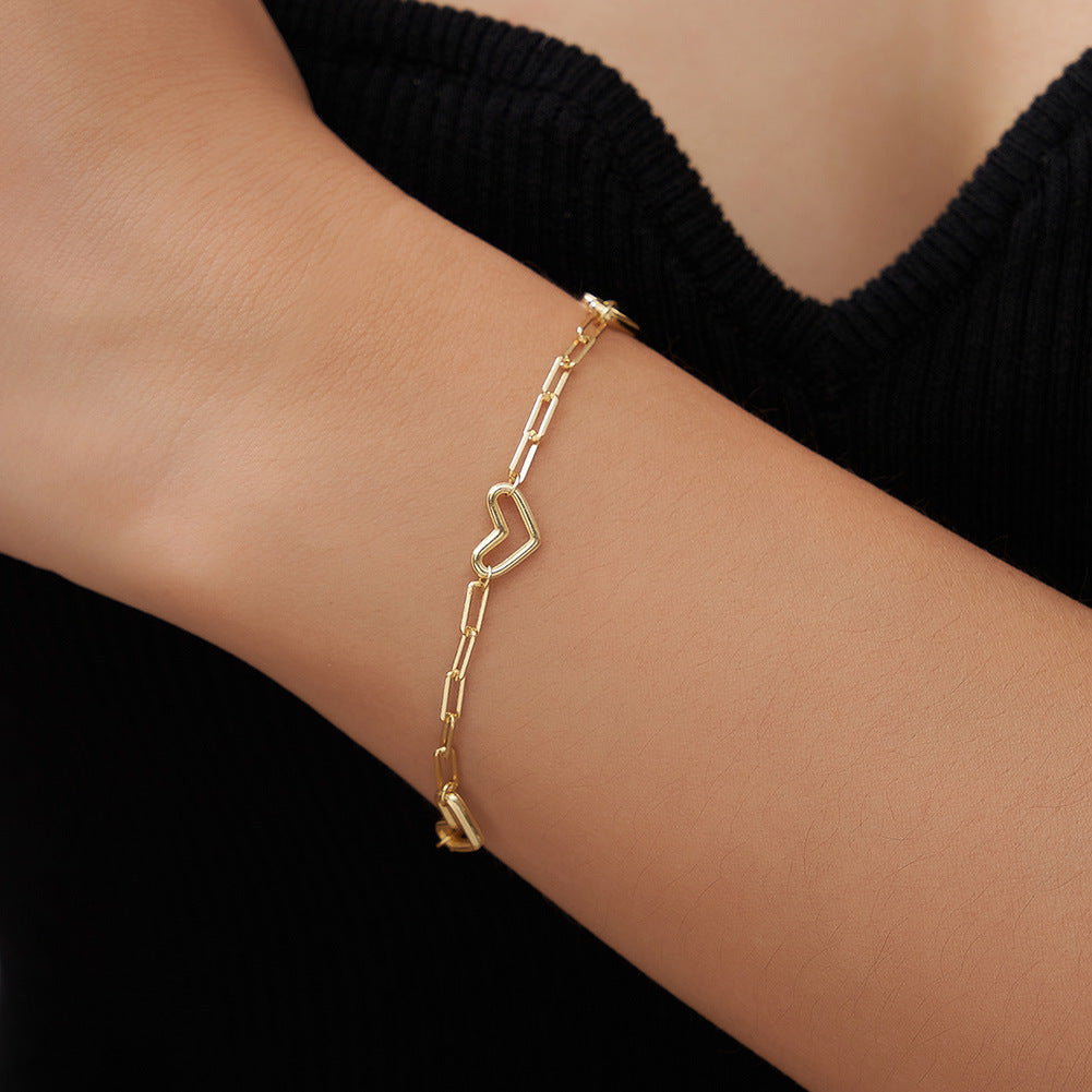 Pulsera con clip en forma de corazón en plata de ley S925