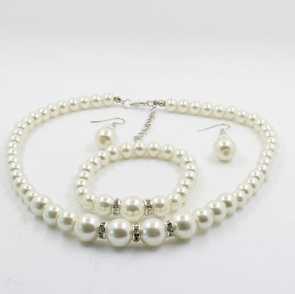 Fast sell hot bridal decorations, wedding jewelry set, pearl necklace, earring, bracelet wholesale