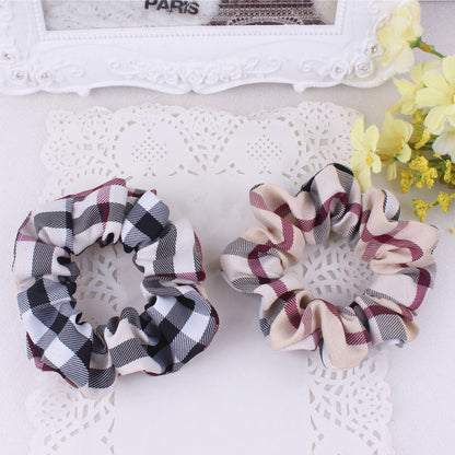 Plaid Fabric Thick Hair Band Updo Head Rope Headdress