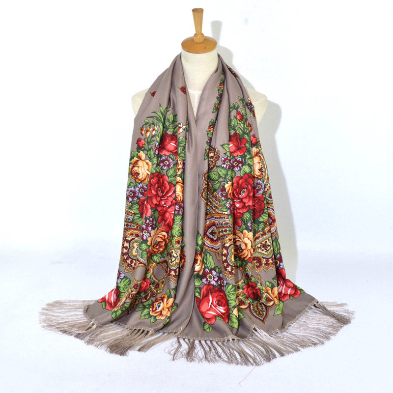 Printed Tassel Long Scarf Travel Ethnic Style Shawl