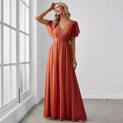 Chiffon Pure Color Mesh Dress