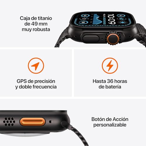 Apple Watch Ultra 2 GPS + Cellular • Caja de Titanio Negro de 49 mm • Correa Alpine Verde Oscuro - Mediana 