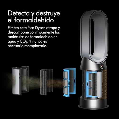 Dyson, Purificador Hot+Cool Formaldehyde HP09, Calentador + Ventilador, Detecta y Destruye el Formaldehído, Blanco/Dorado, 379427-01