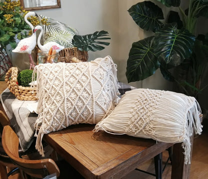 Bohemian Hand-woven Macrame Cotton Cushion Cover