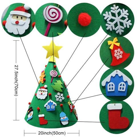 Árbol de Navidad de fieltro Colgante de árbol de Navidad tridimensional Rompecabezas para niños Hecho a mano DIY