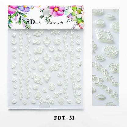 Pegatinas para uñas con relieve de la serie de flores