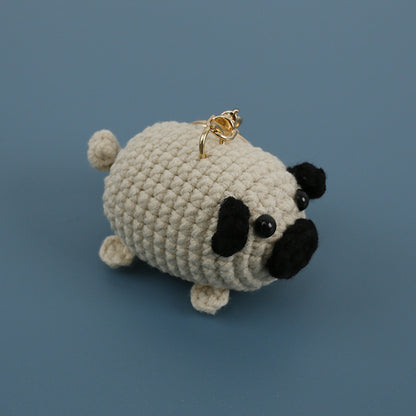 Pug Dog Hand-woven Doll Pendant Woven Women's Wool Crocheted Keychain Exquisite Hand-made Finished Product