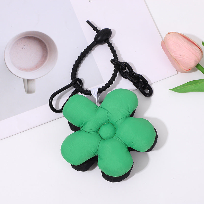 Ins Women's Cute Flowers Double-sided Color Matching Fabric Flower Bends And Hitches Keychain