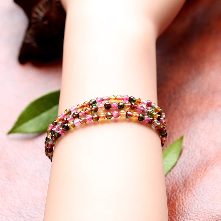 Pulsera multicírculo con piedras preciosas de colores