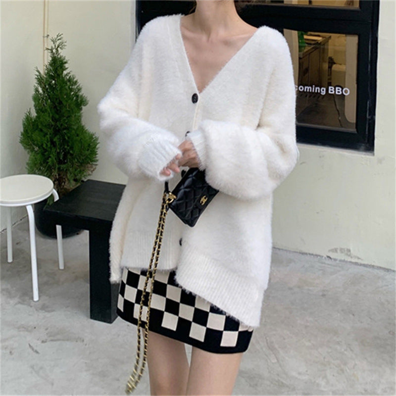 Korean Style Artificial Mink Fur Sweater Coat For Women Autumn And Winter New