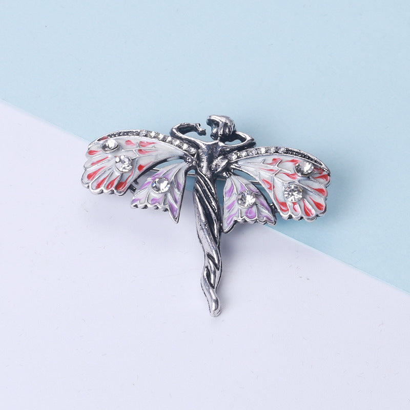 Broche de mariposa doble con goteo de esmalte europeo y americano