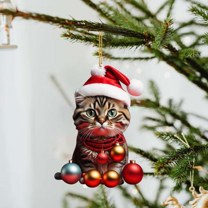 Colgante de coche con forma de gato creativo navideño